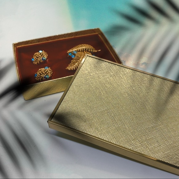 Vintage Lisner Double Fern Leaf Brooch & Earrings - Picture 5 of 5